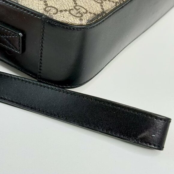 Gucci GG Logo Supreme Large Clutch Classic Beige & Black Handbag - Picture 6 of 9